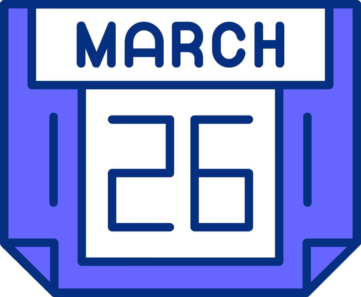 26 March Filled Slip Style Icon vector