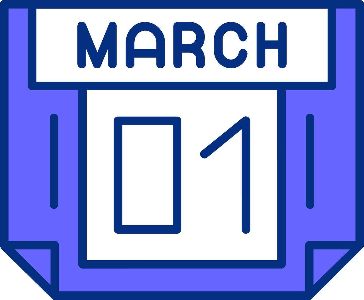 1 March Filled Slip Style Icon vector