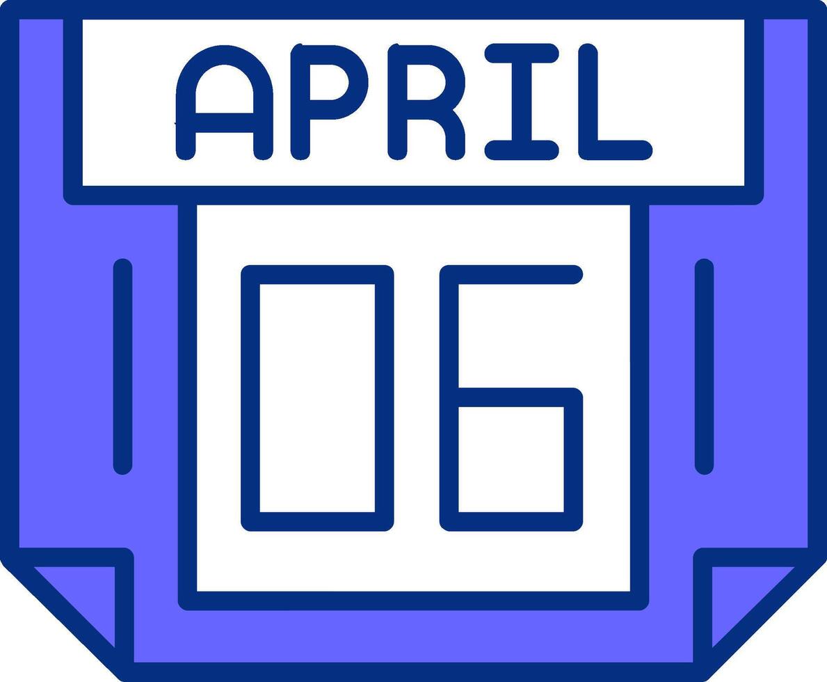 6 April Filled Slip Style Icon vector