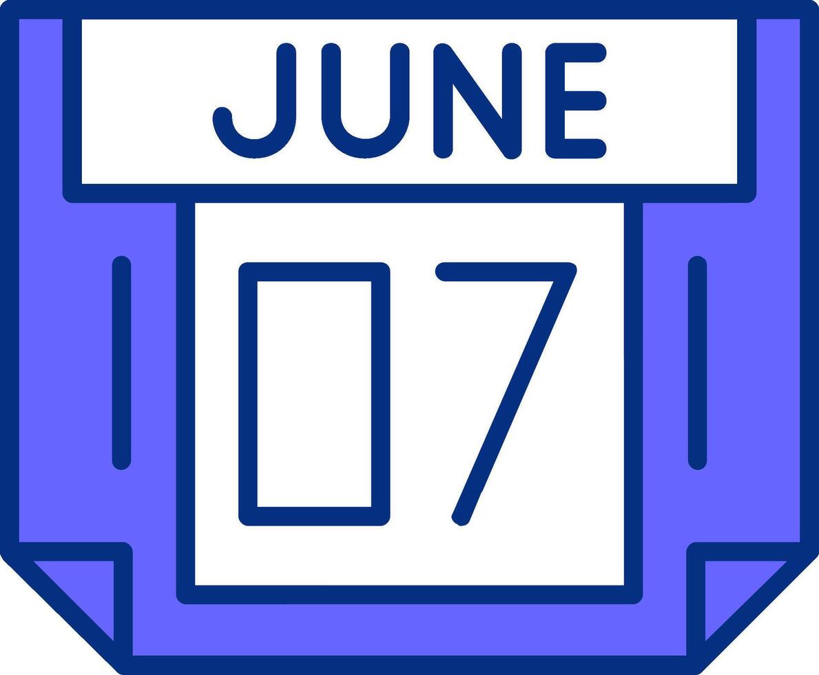 7 June Filled Slip Style Icon vector