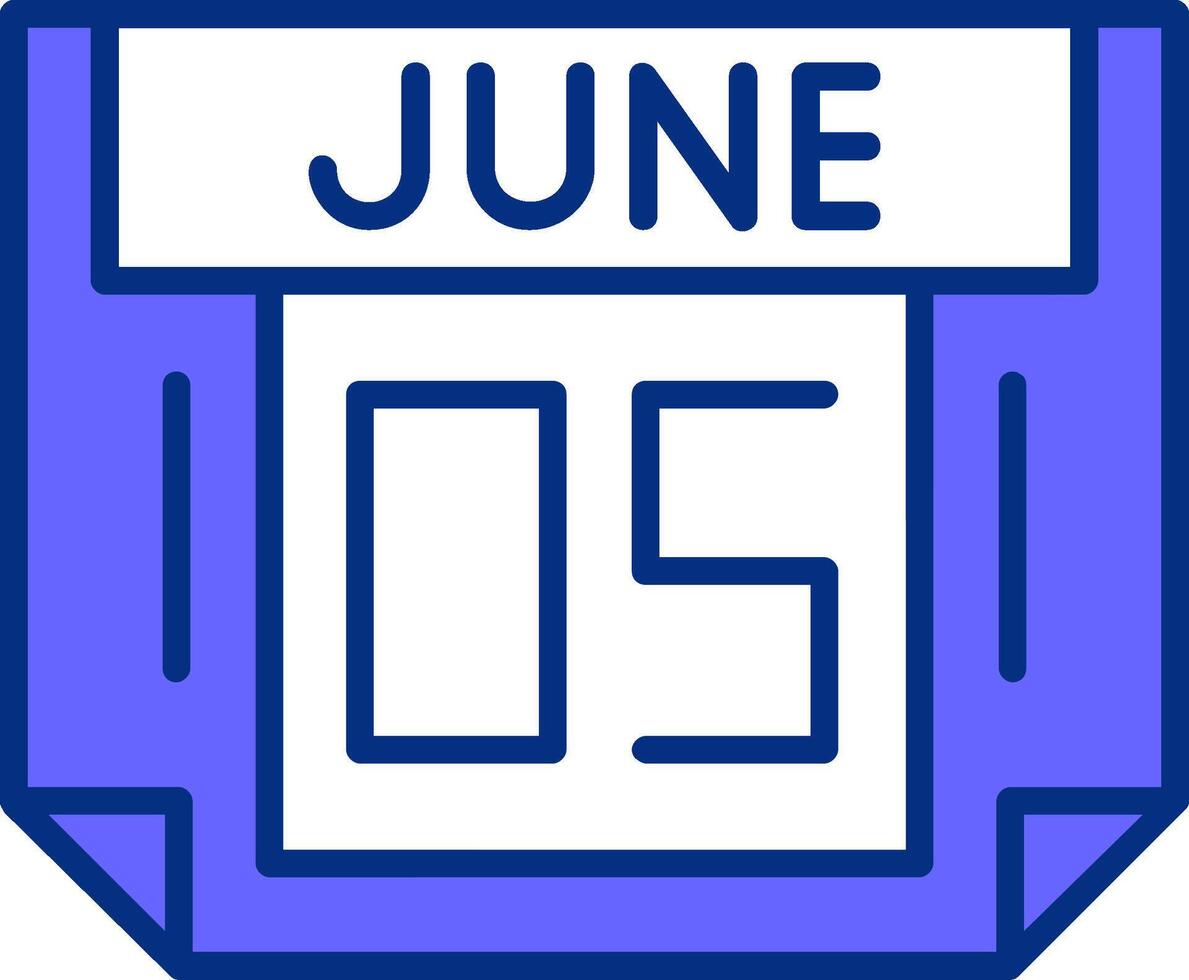 5 June Filled Slip Style Icon vector