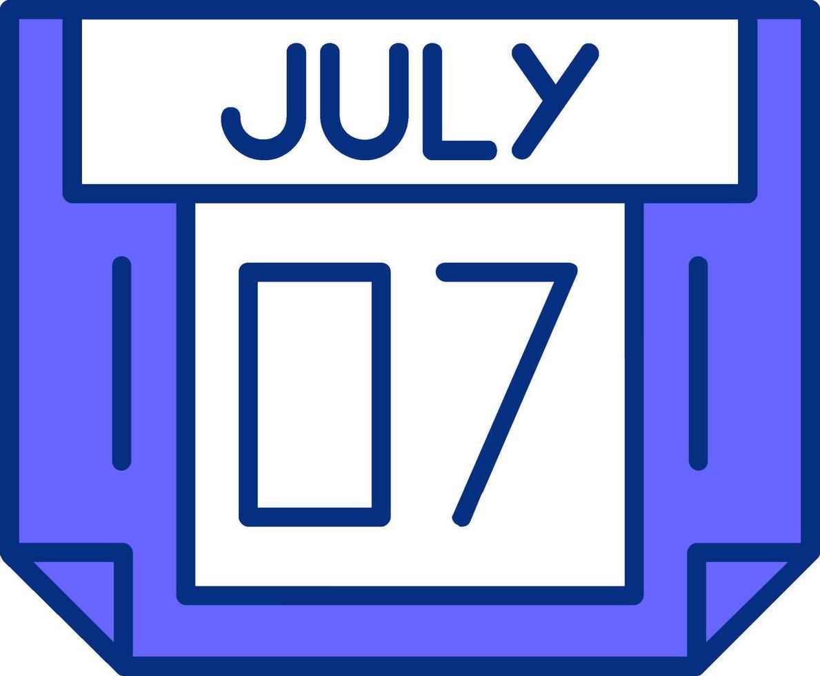 7 July Filled Slip Style Icon vector