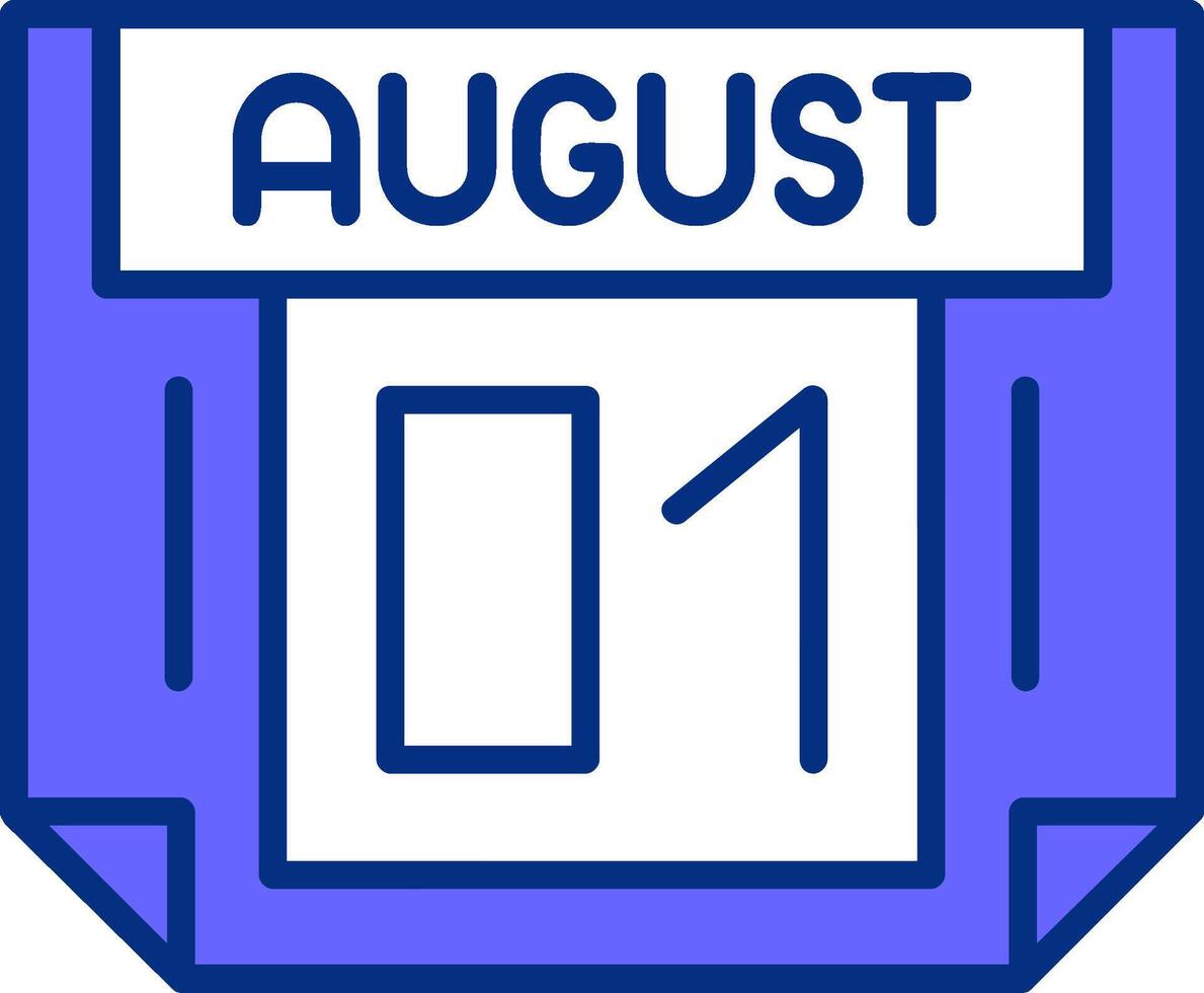 1 August Filled Slip Style Icon vector