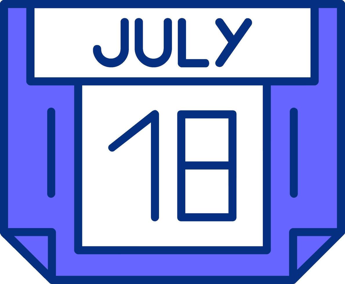 18 July Filled Slip Style Icon vector
