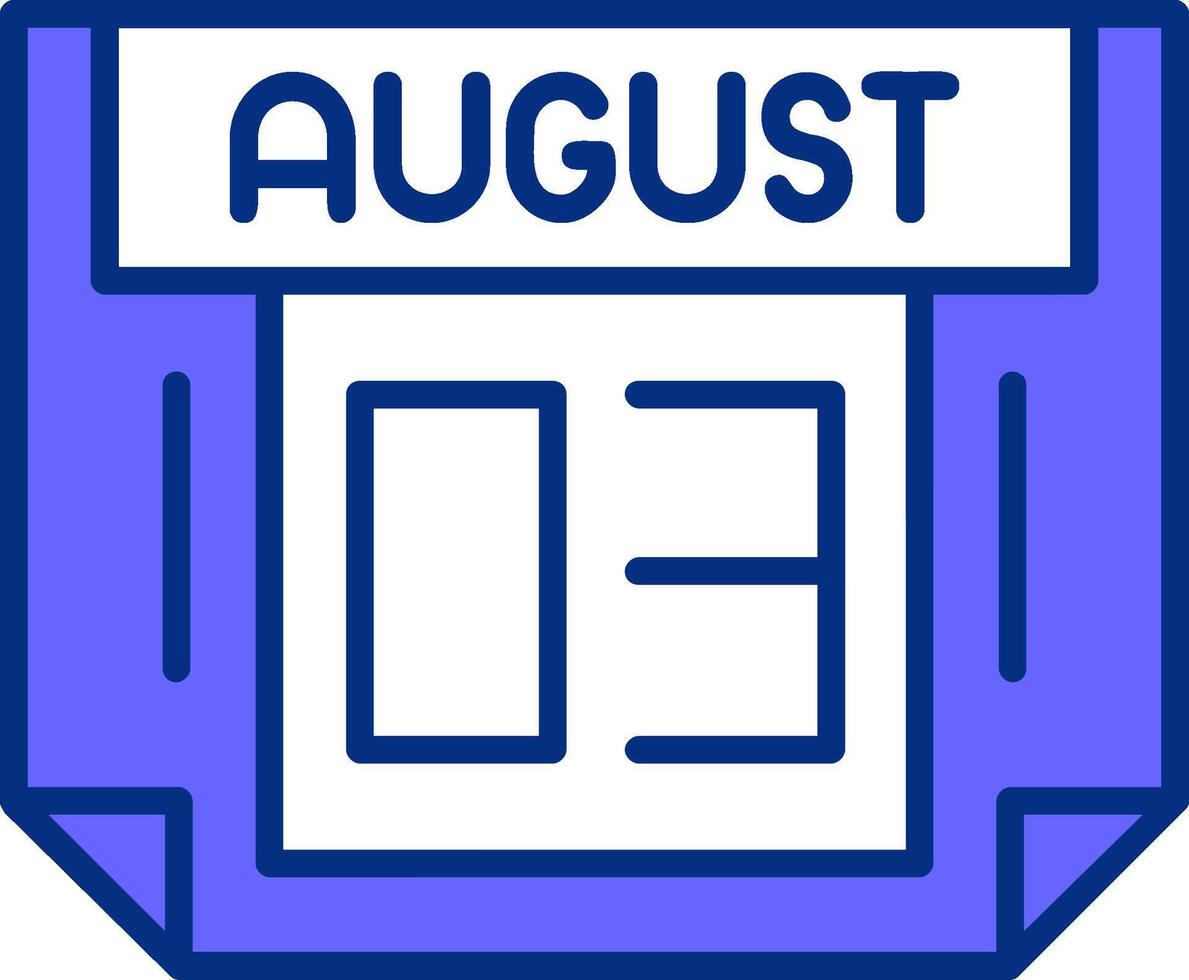 3 August Filled Slip Style Icon vector