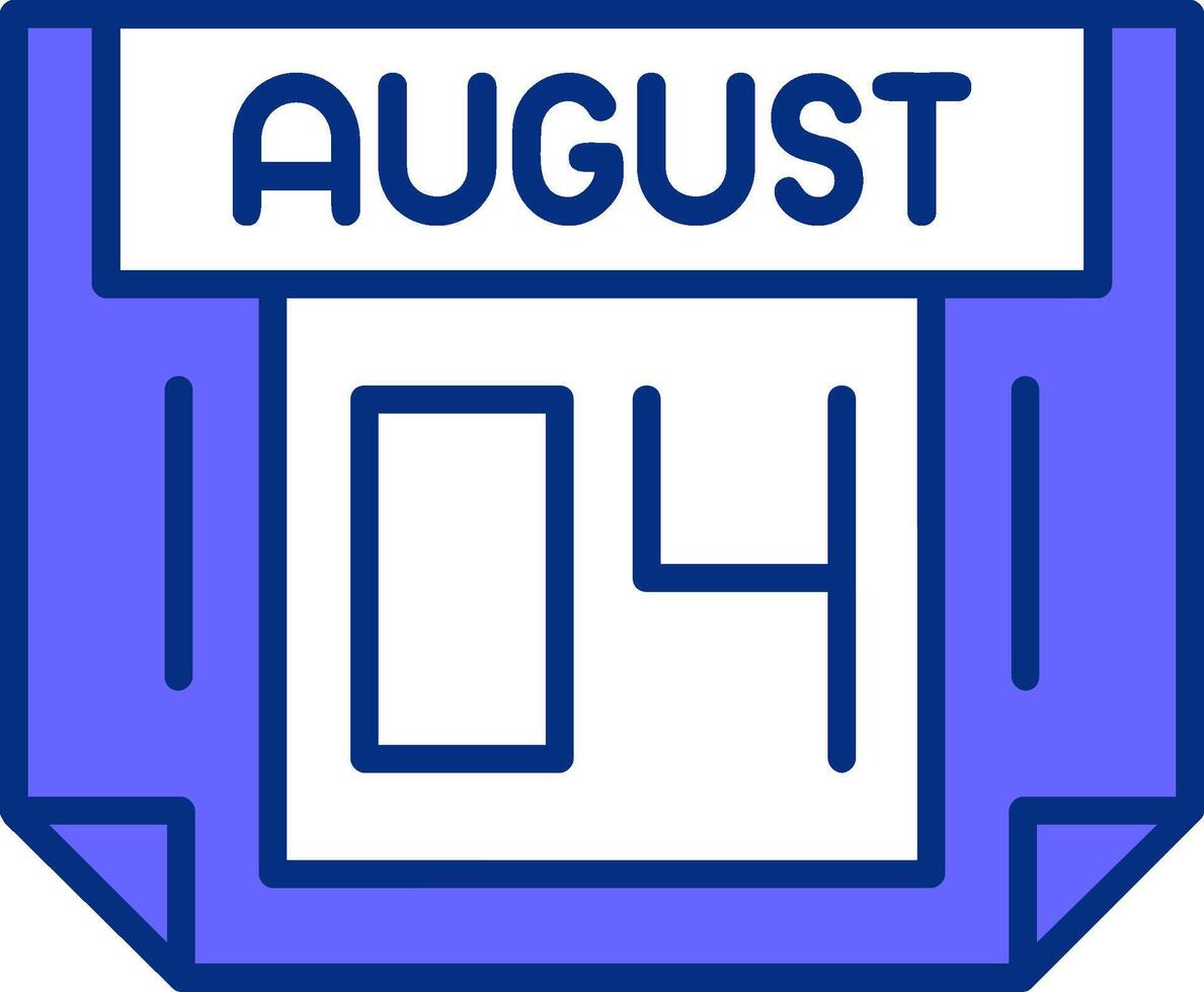 4 August Filled Slip Style Icon vector