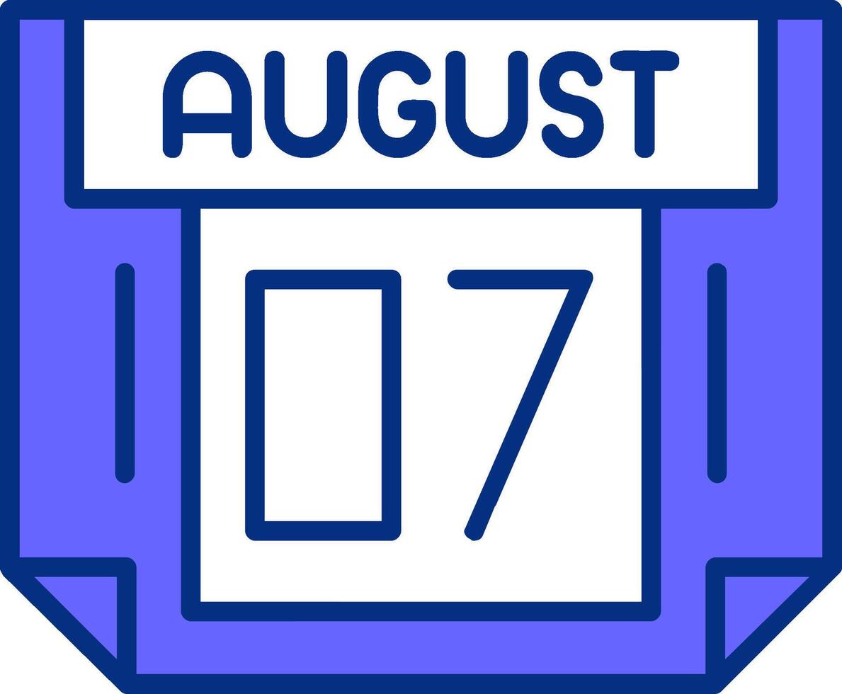 7 August Filled Slip Style Icon vector