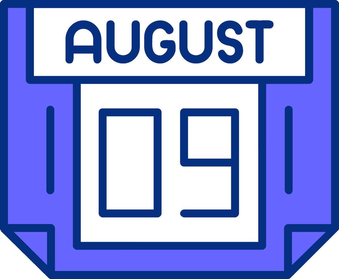 9 August Filled Slip Style Icon vector