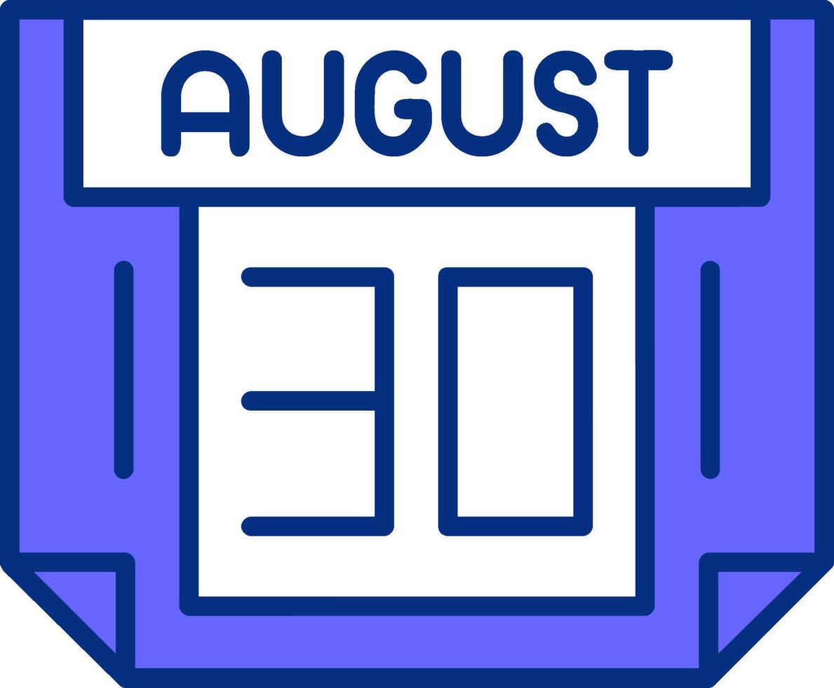 30 August Filled Slip Style Icon vector