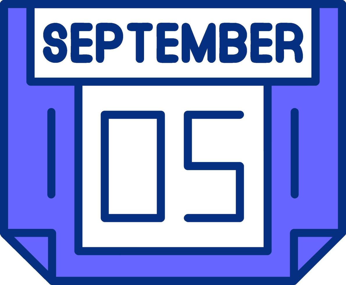 5 September Filled Slip Style Icon vector