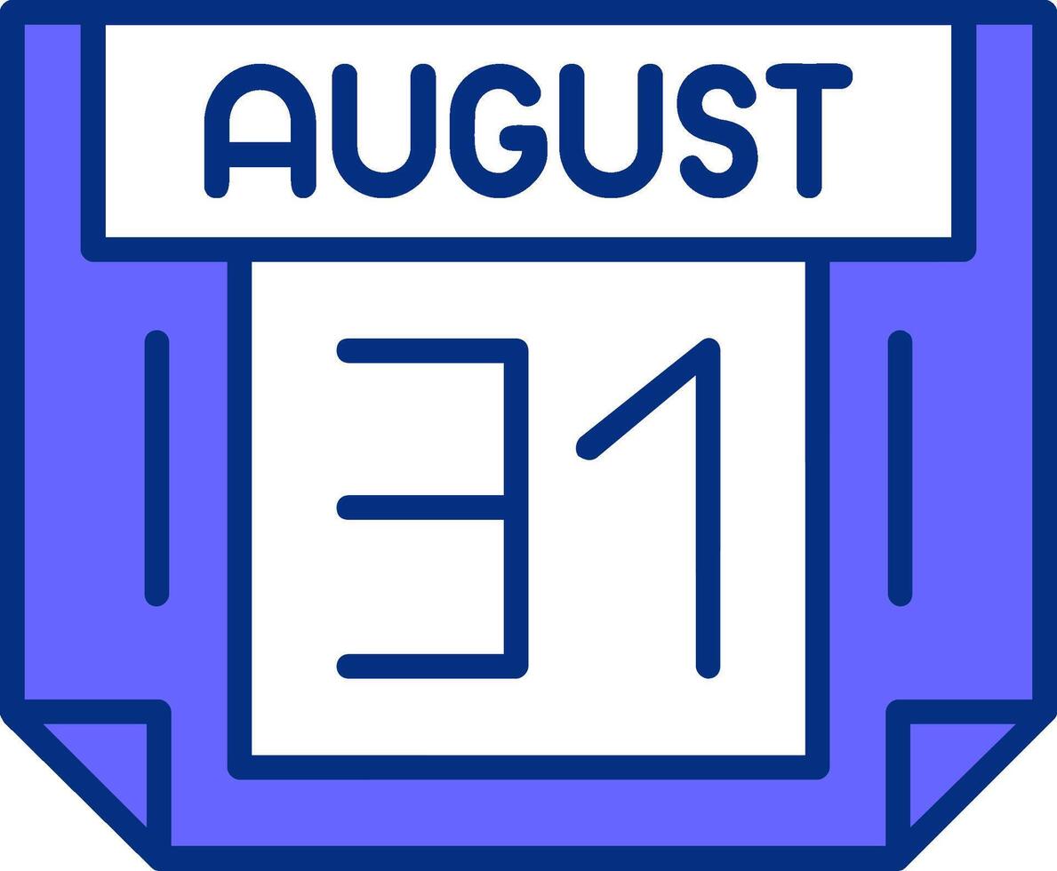 31 August Filled Slip Style Icon vector