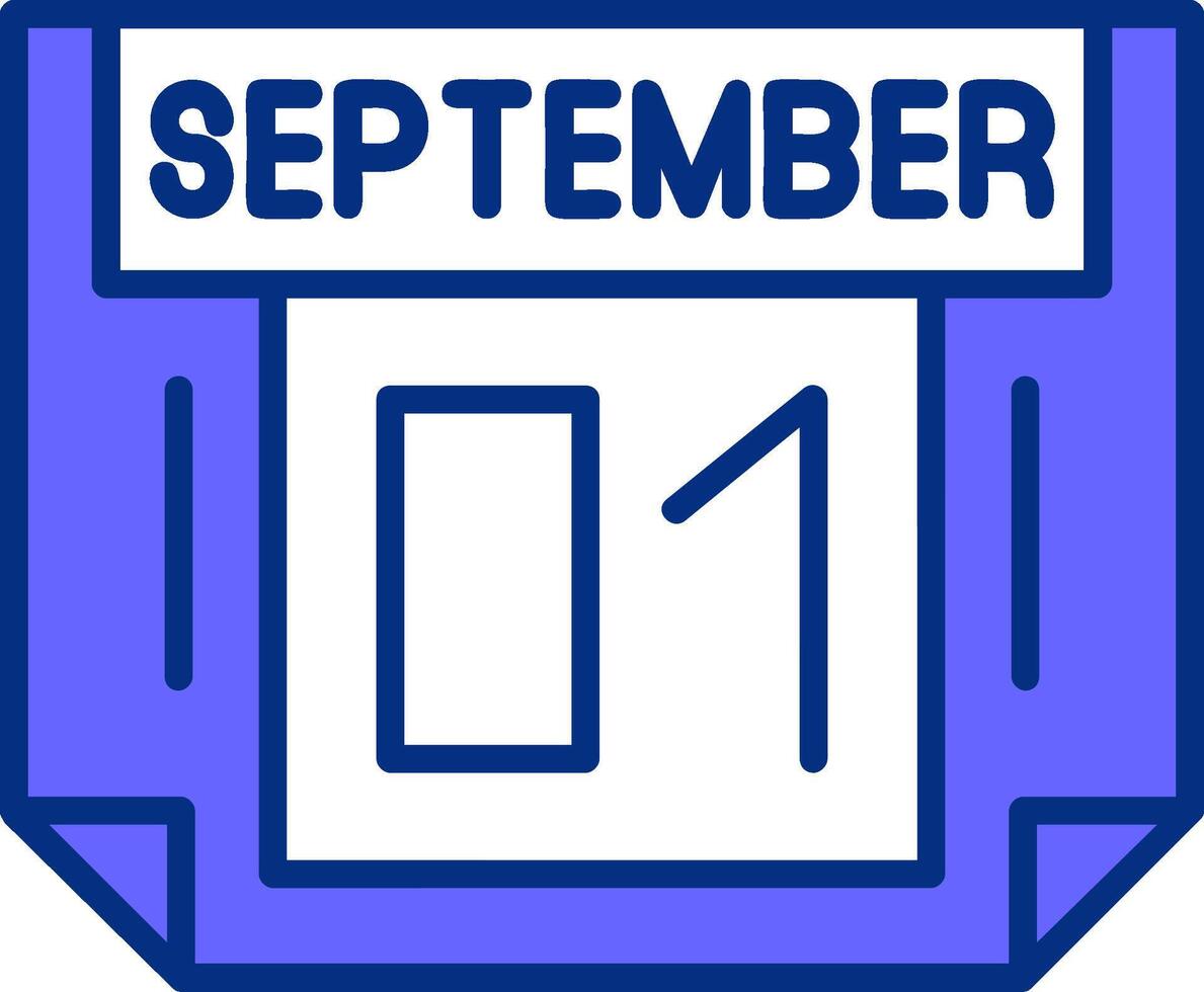 1 September Filled Slip Style Icon vector