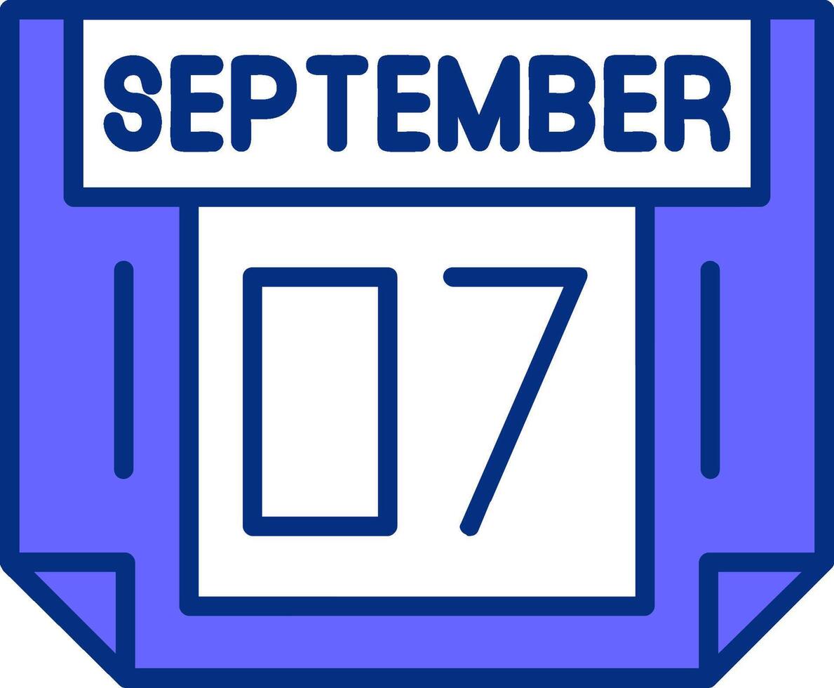 7 September Filled Slip Style Icon vector