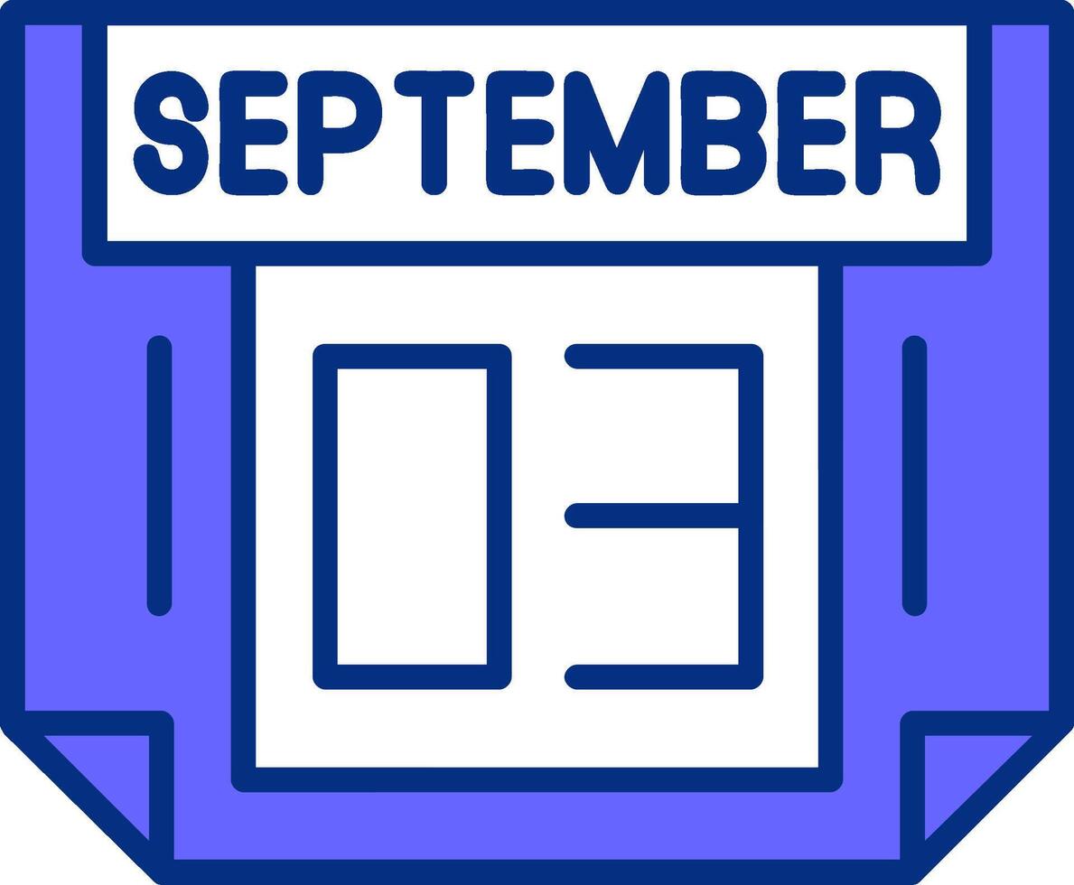 3 September Filled Slip Style Icon vector