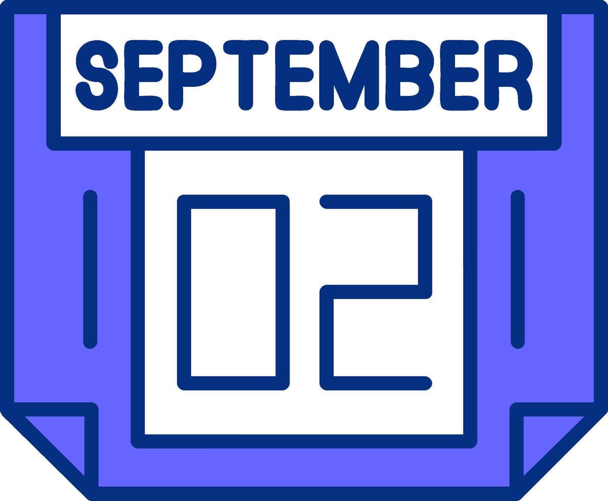2 September Filled Slip Style Icon vector