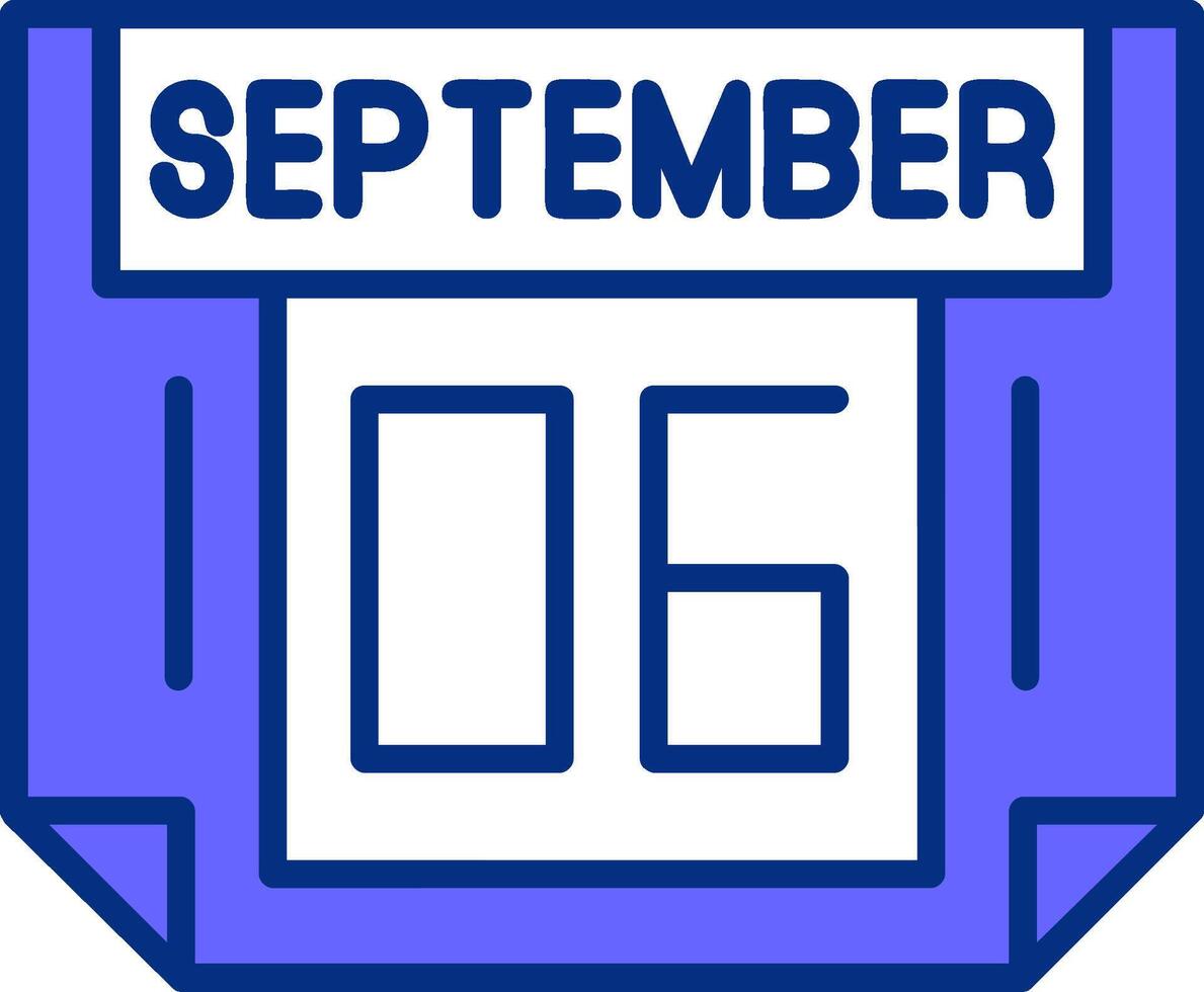 6 September Filled Slip Style Icon vector