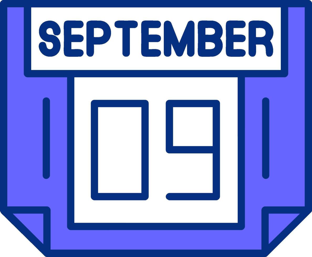 9 September Filled Slip Style Icon vector