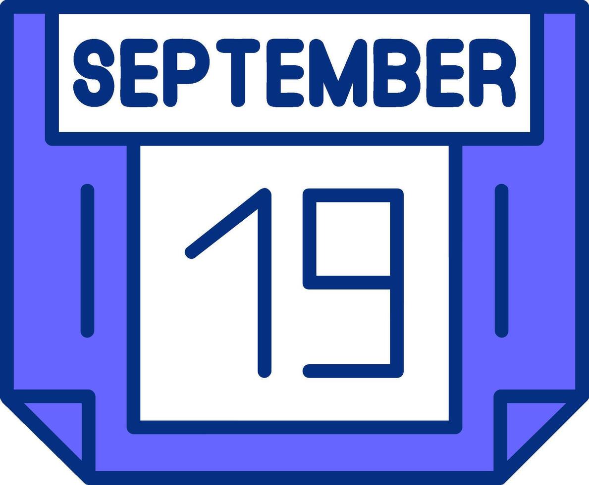 19 September Filled Slip Style Icon vector