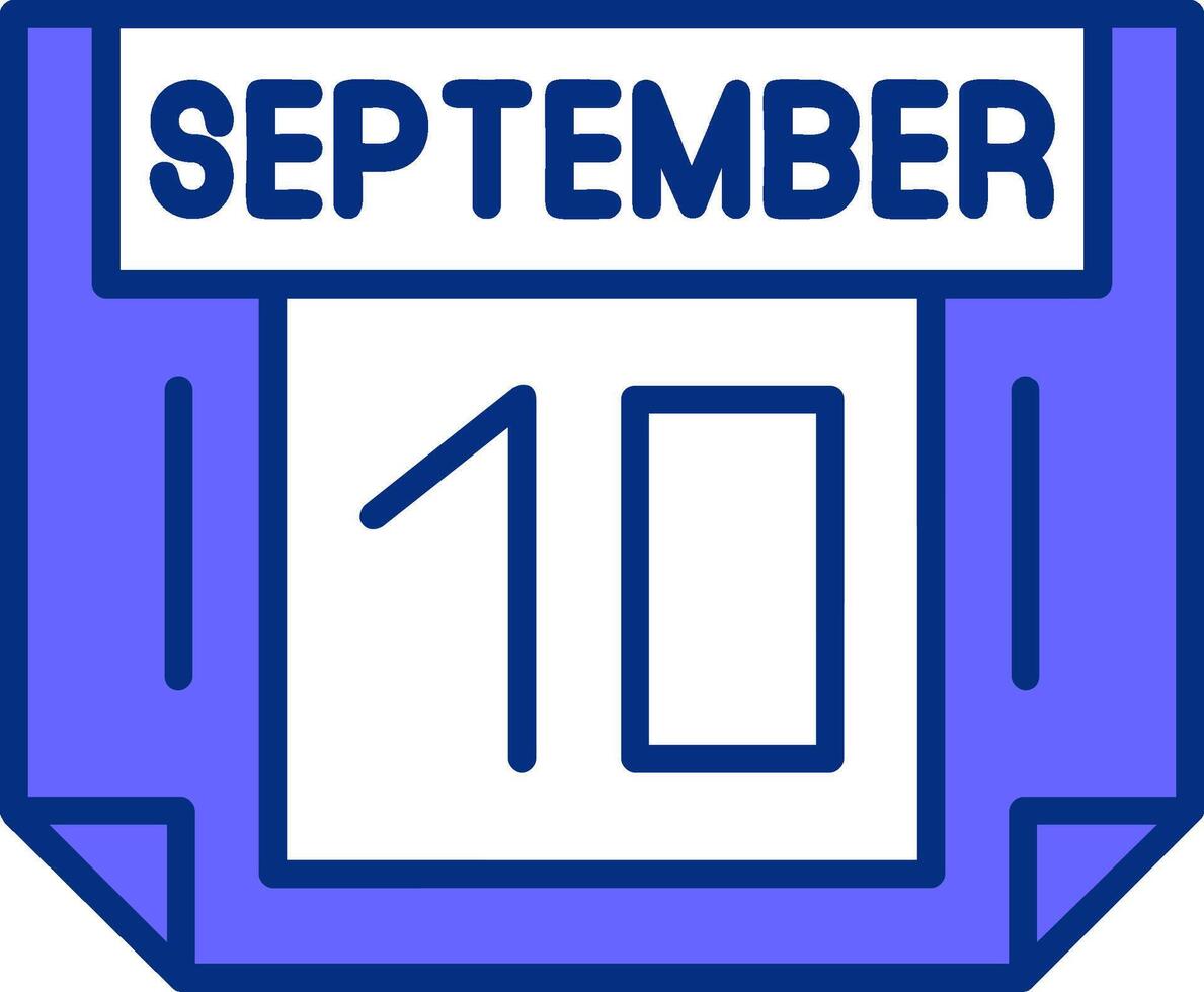 10 September Filled Slip Style Icon vector