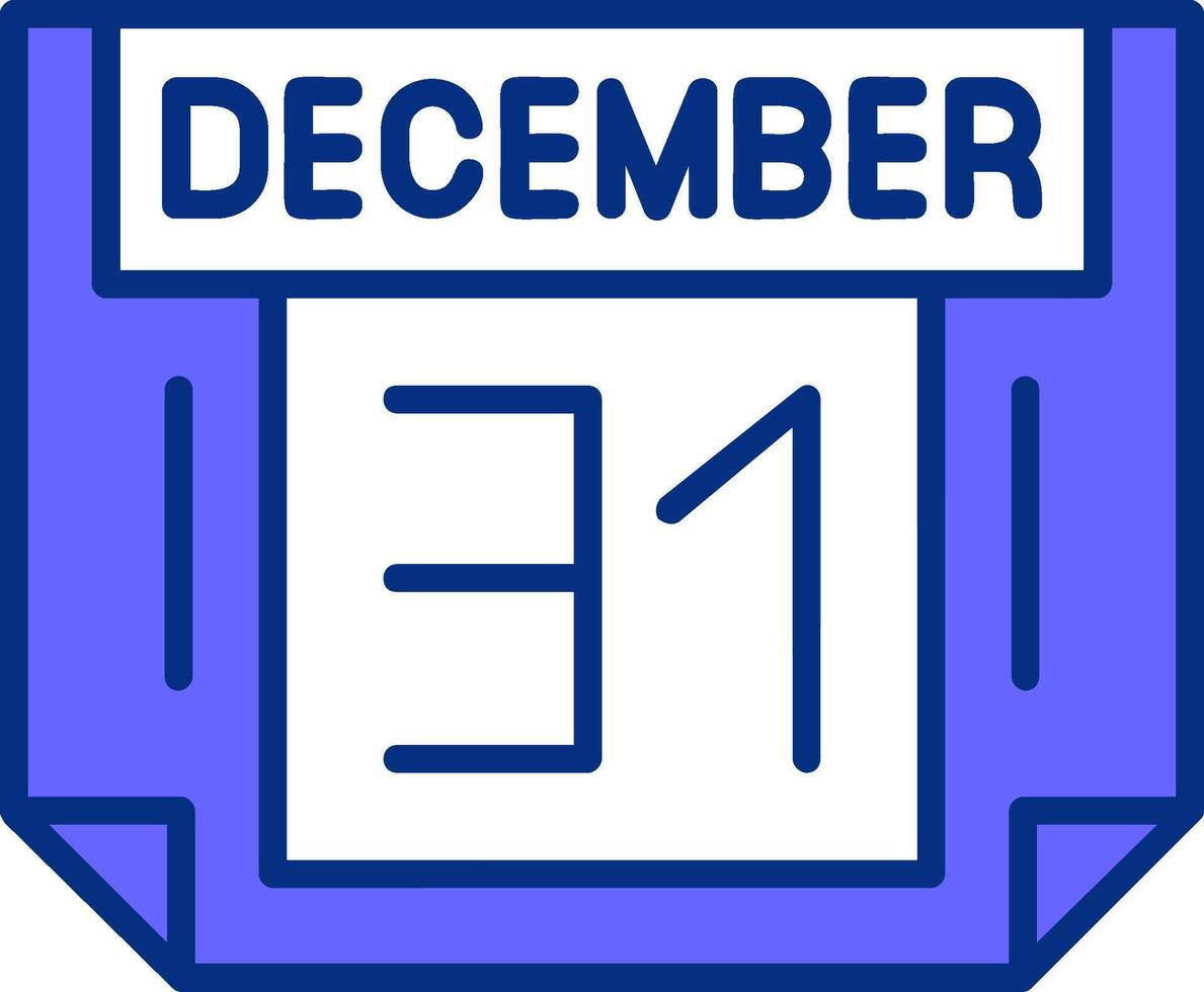 31 December Filled Slip Style Icon vector