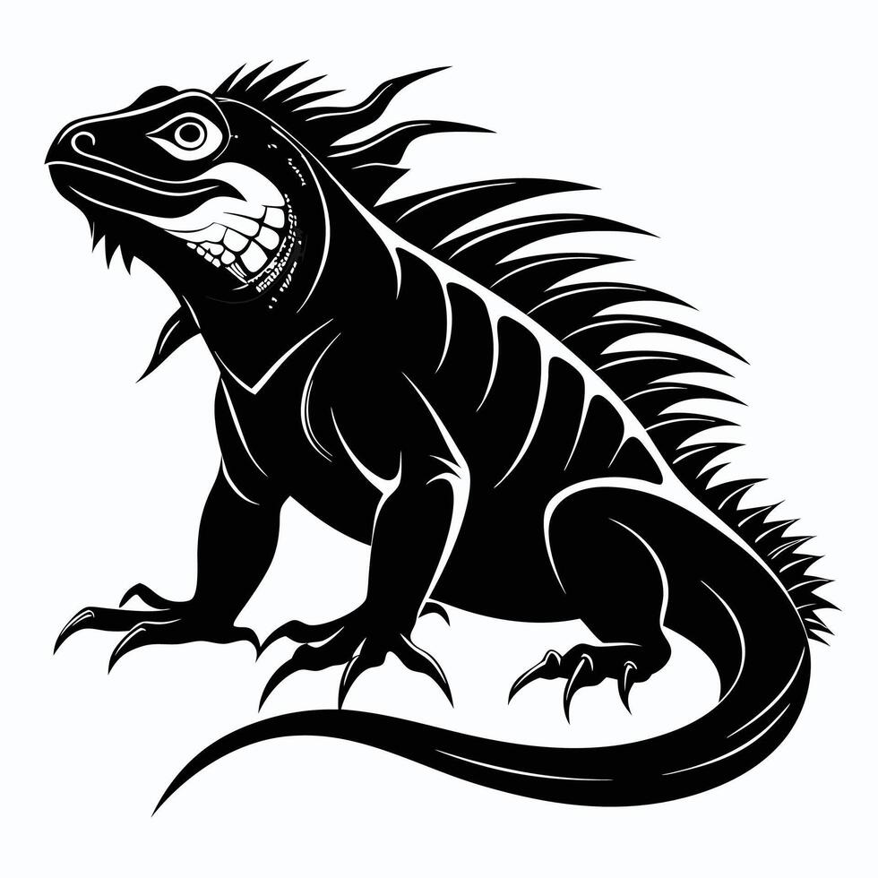 an iguana lizard is standing on its hind legs vector