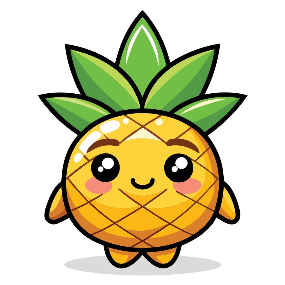 a cartoon pineapple character with a green leaf vector