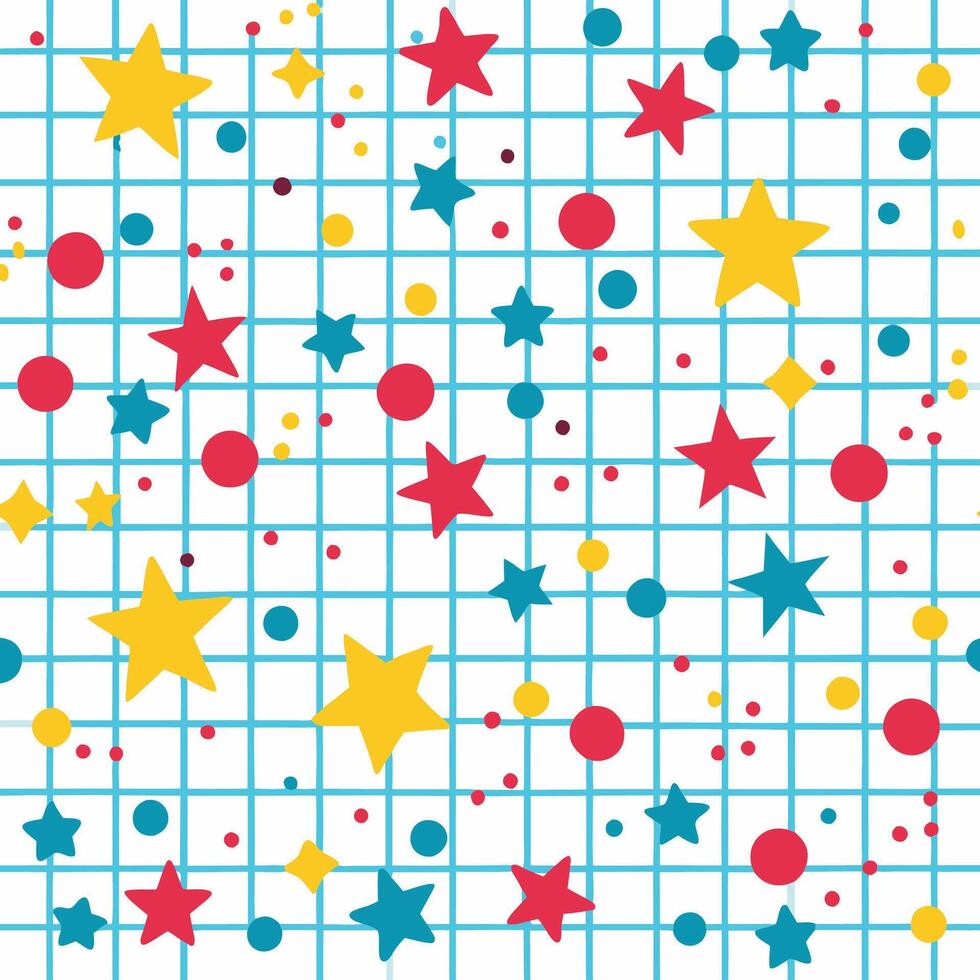 a colorful star and dot pattern on a white background vector