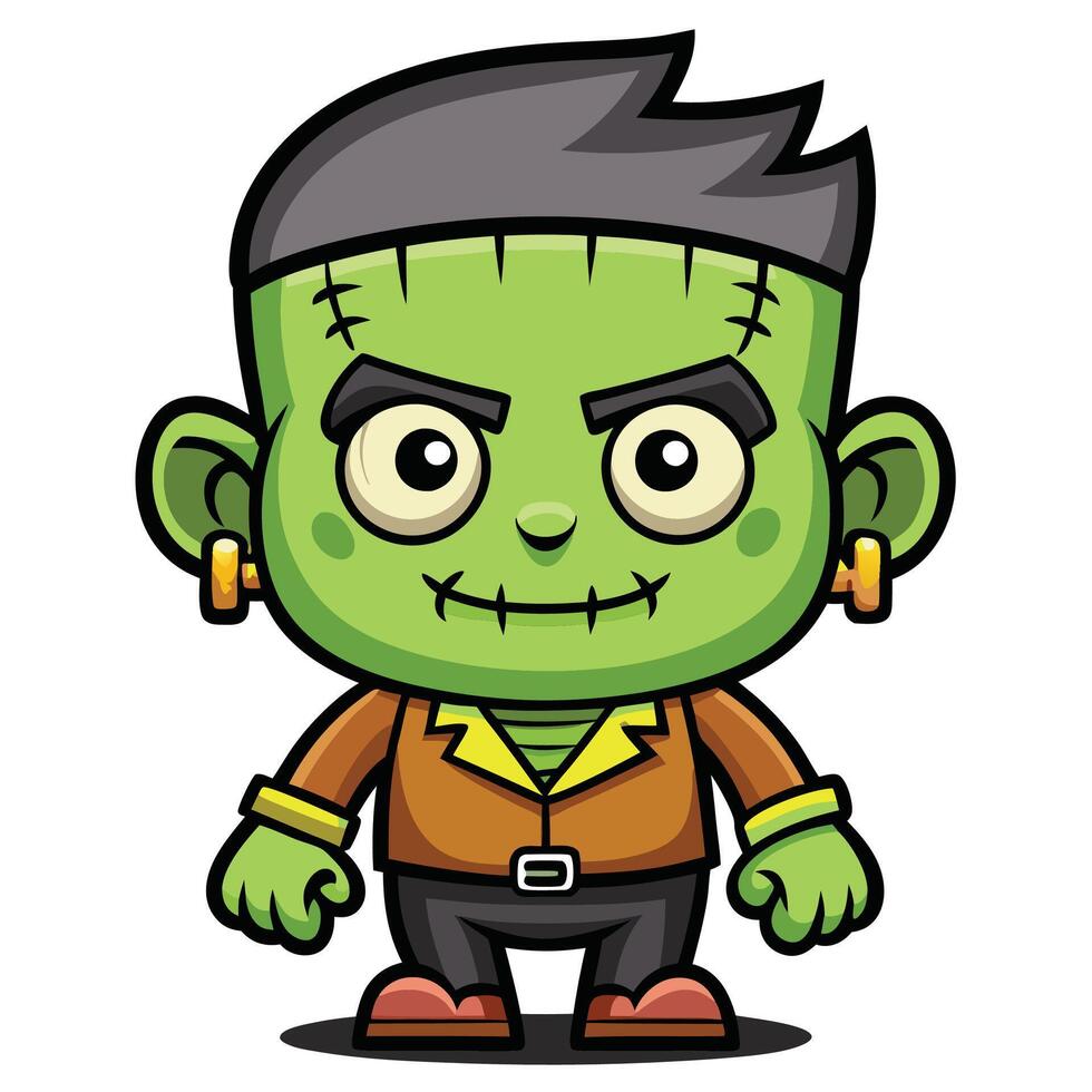 a cartoon frankenstein character standing with his arms crossed vector