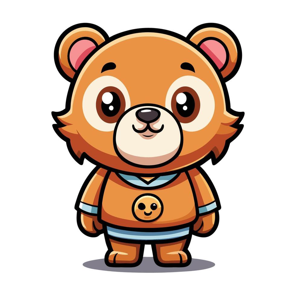 a cartoon bear wearing a blue shirt and a smile vector