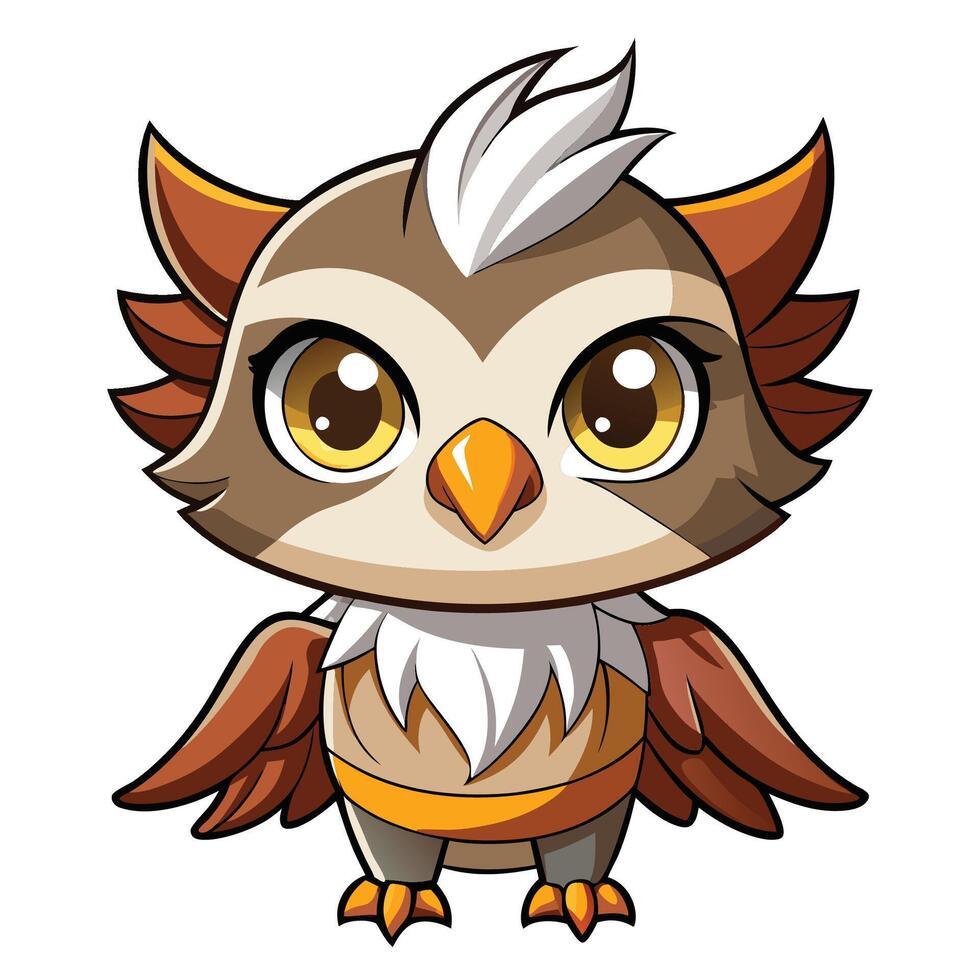 an owl with a big head and a white beard vector