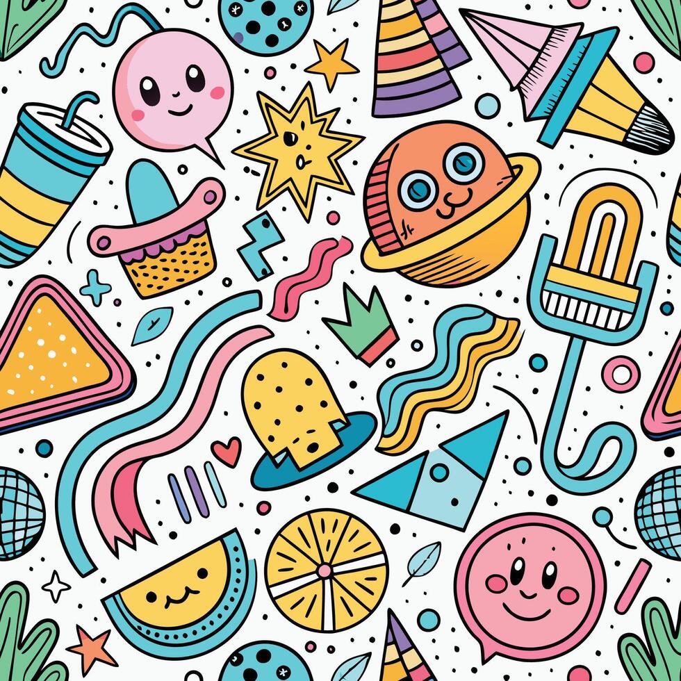 seamless pattern with colorful objects and objects vector