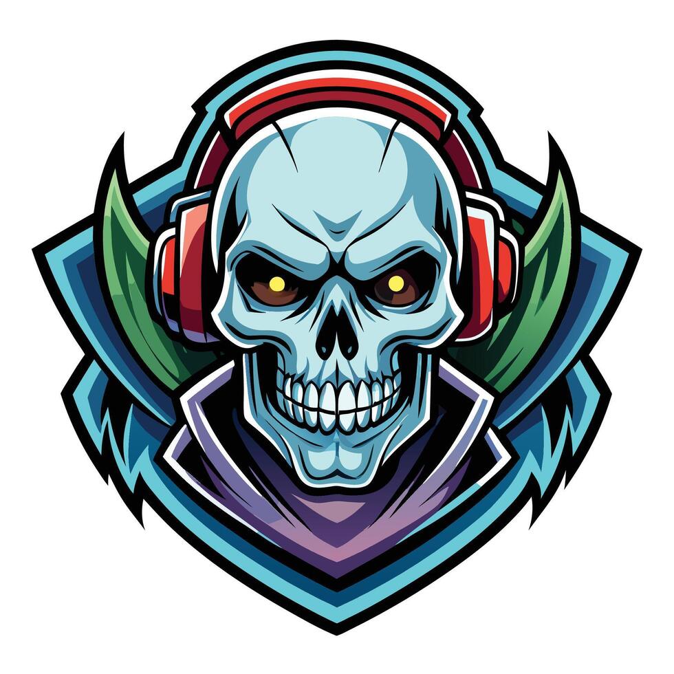 a skull with headphones on his head vector