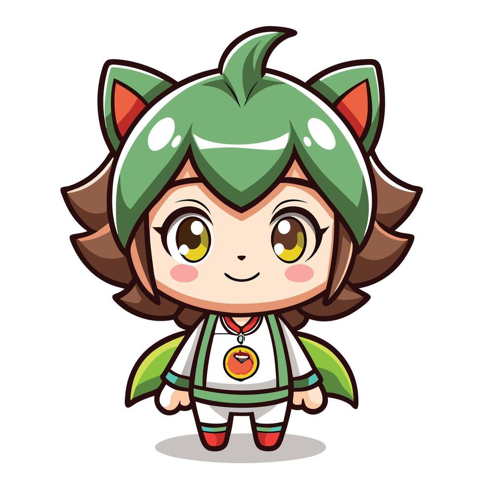 a cartoon character wearing a green and white outfit vector