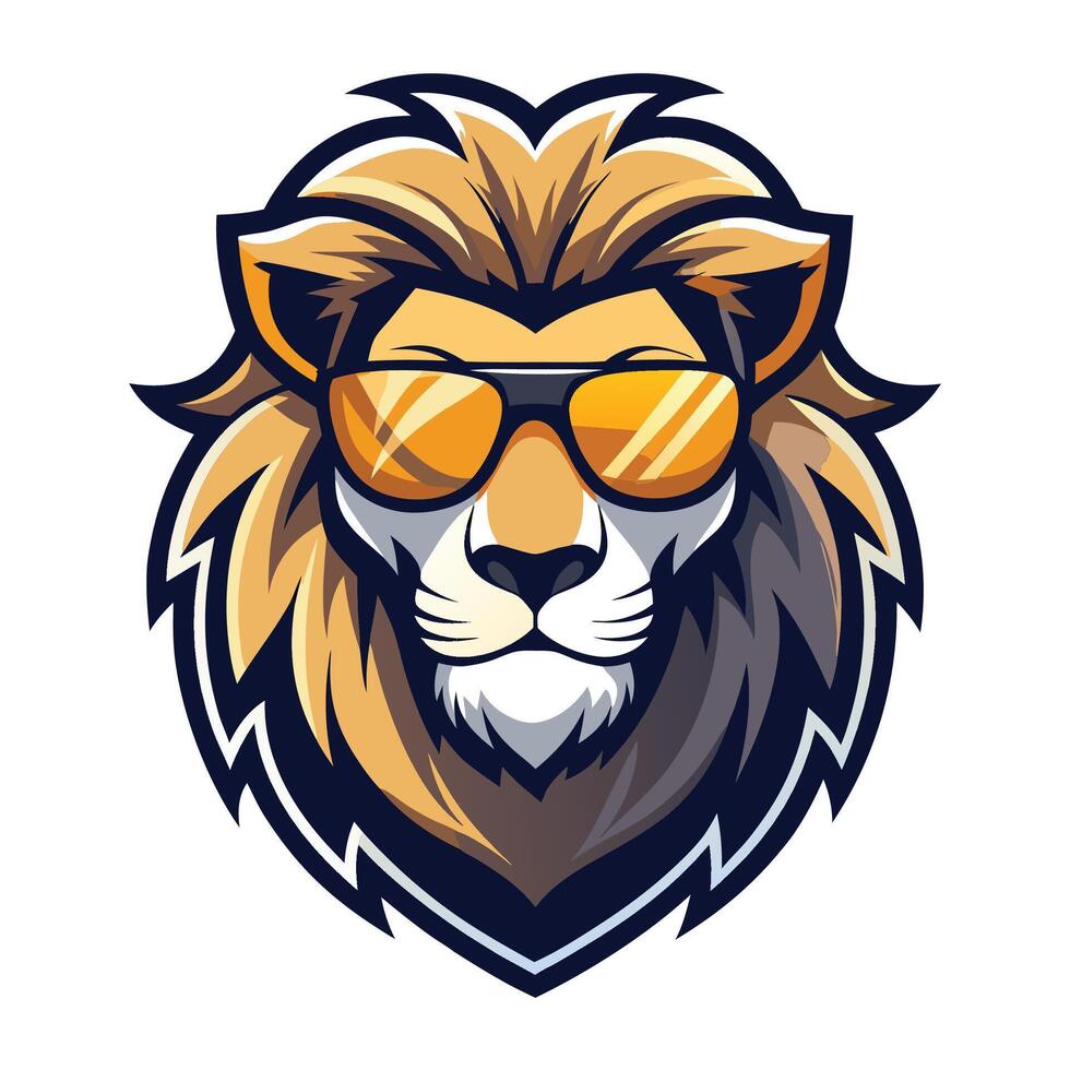 lion head with sunglasses on a white background vector