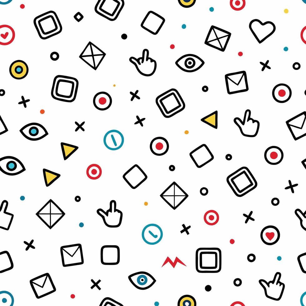 a colorful pattern with various shapes and symbols vector