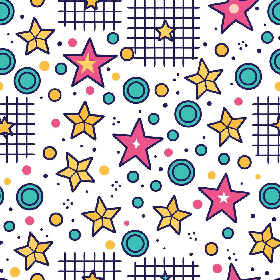 seamless pattern with stars and squares vector