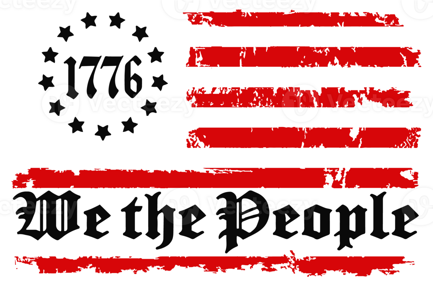We The People 1776 American Flag Design png