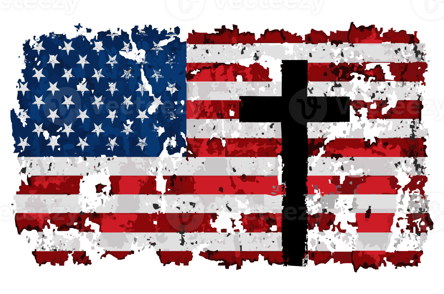 American Flag With Cross Design png