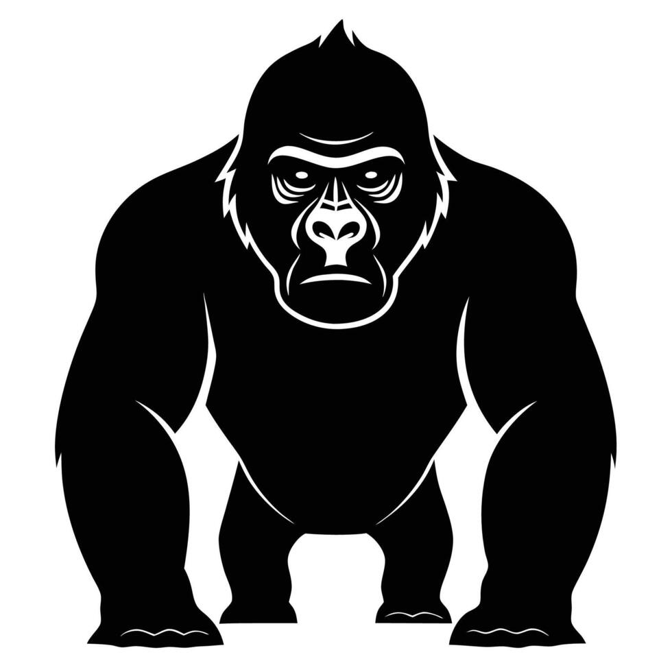 gorilla silhouette on white background vector