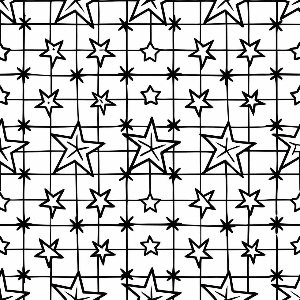 a black and white star pattern with a grid vector