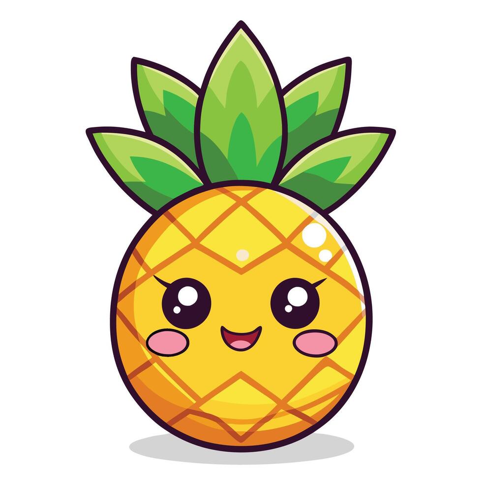 a cartoon pineapple with a green leaf on it vector
