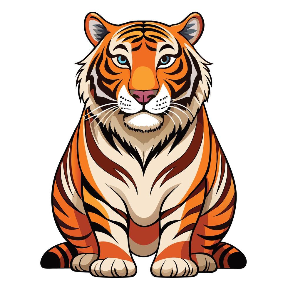 a cartoon tiger sitting down on a white background vector