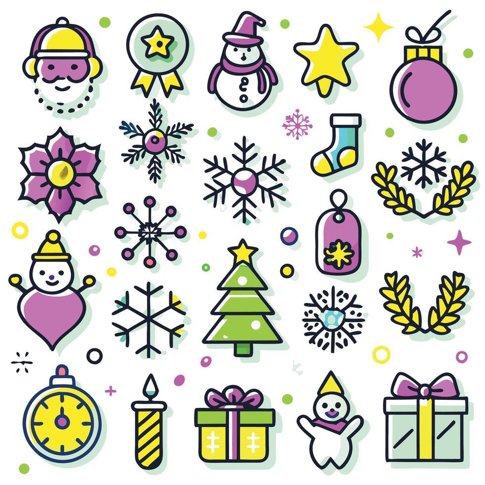 christmas icons set in a line style vector