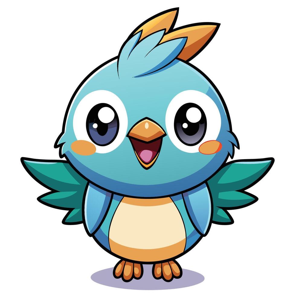 a cartoon blue bird with big eyes and a big beak vector