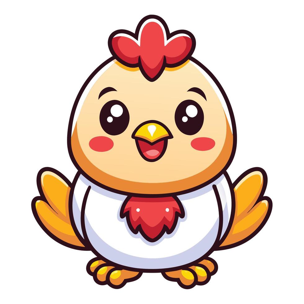 a cartoon chicken with a red heart on its chest vector