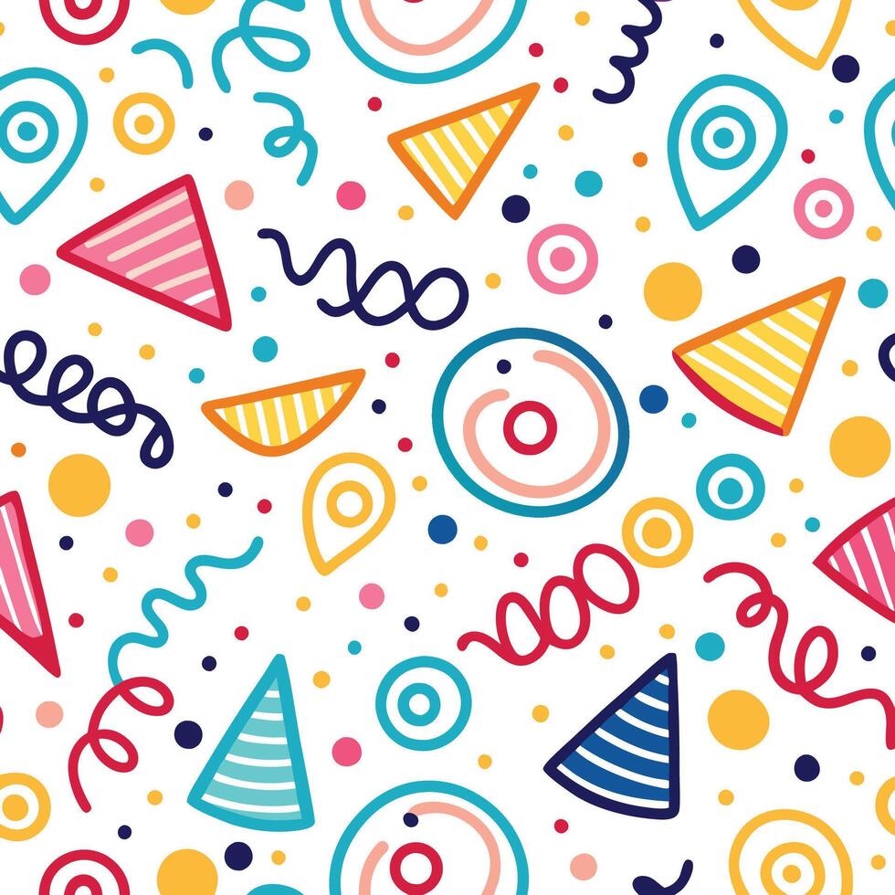 seamless pattern with party hats and other shapes vector