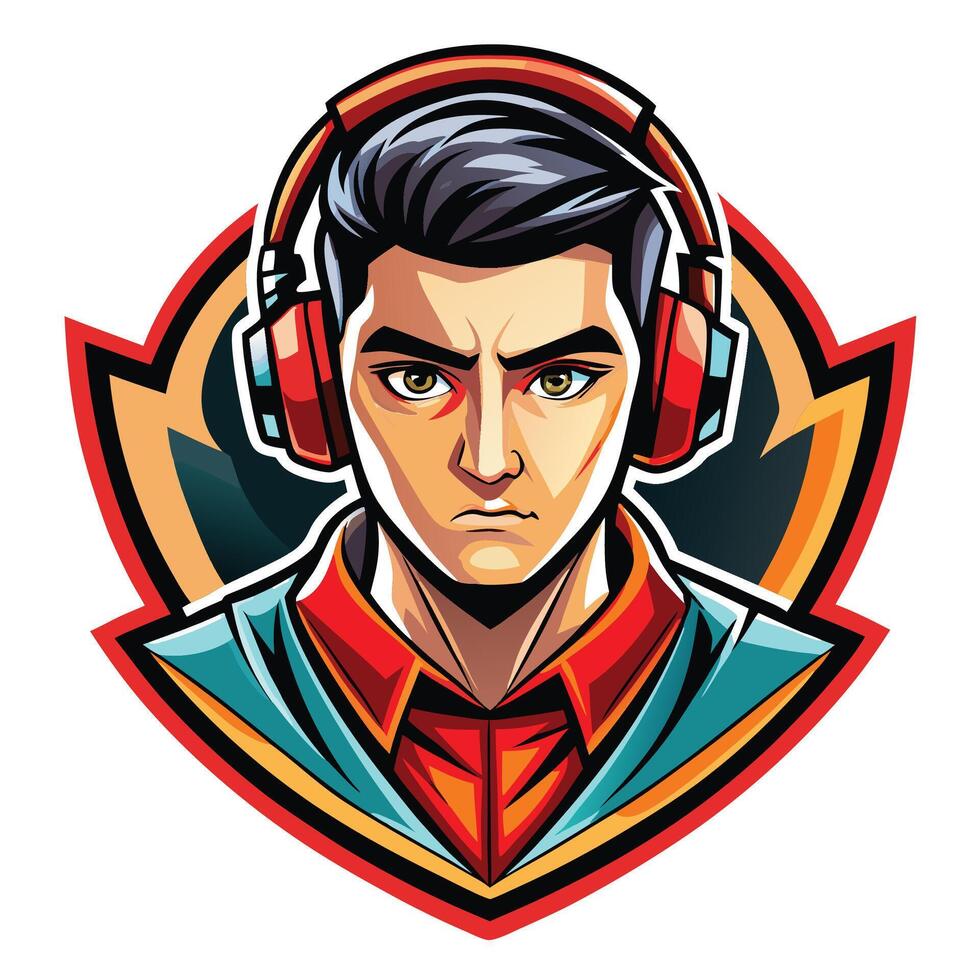 a man with headphones on his head vector