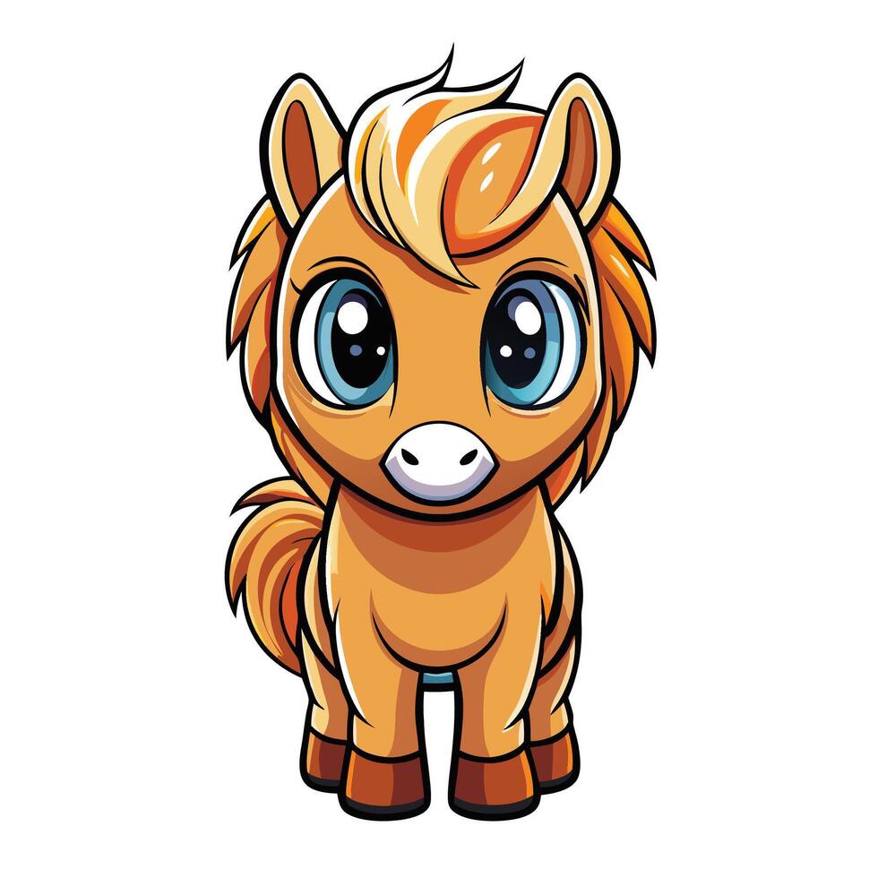 a cartoon horse with blue eyes and a big nose vector