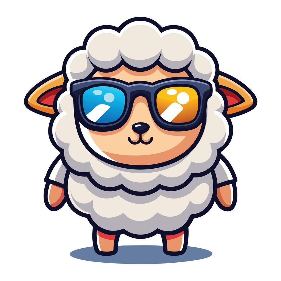 a cartoon sheep wearing sunglasses and holding a sign vector
