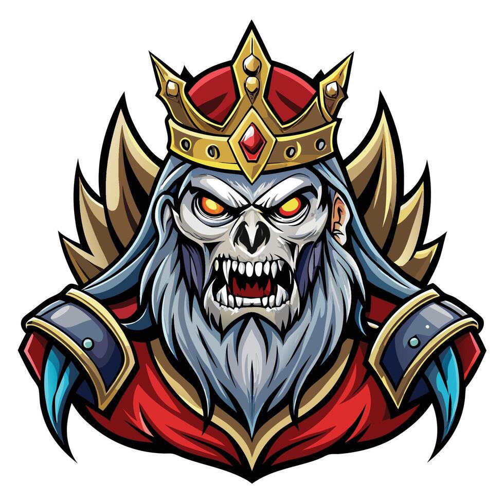 the king of hell is wearing a crown and has a sword vector